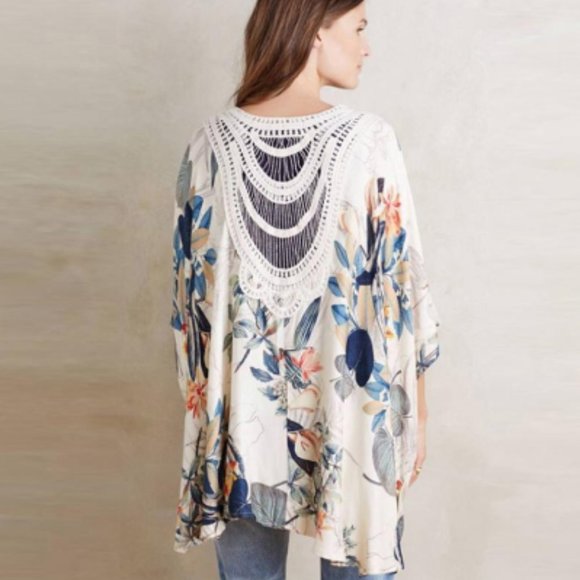 Kimono Style Jacket with In-set Lace - Picture 2 of 8